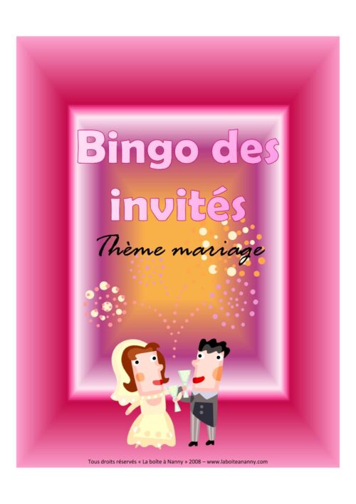 Bingo des invités- thème mariage