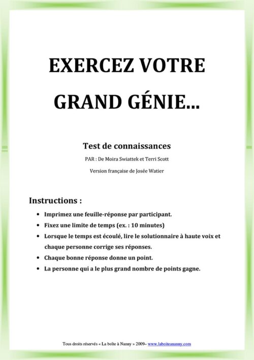 Exercez votre grand génie...