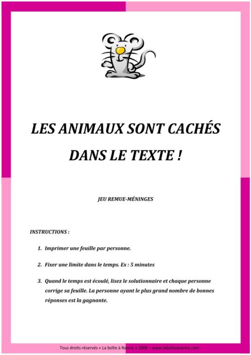 Animaux cachés dans le texte