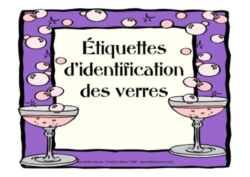 Étiquettes d'identification des verres de vin