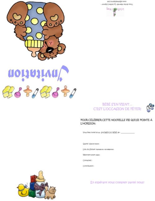 Une invitation pour shower de bébé