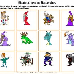 Étiquettes de noms ou marque-places - Chevaliers