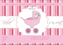 Invitation personnalisée – shower de bébé rose
