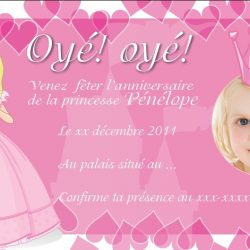 Invitation personnalisée - princesse