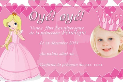 Invitation personnalisée - princesse