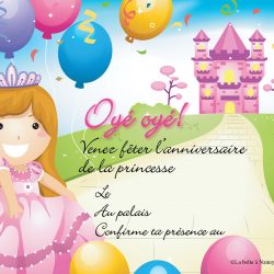 Invitation à une fête - thème princesse