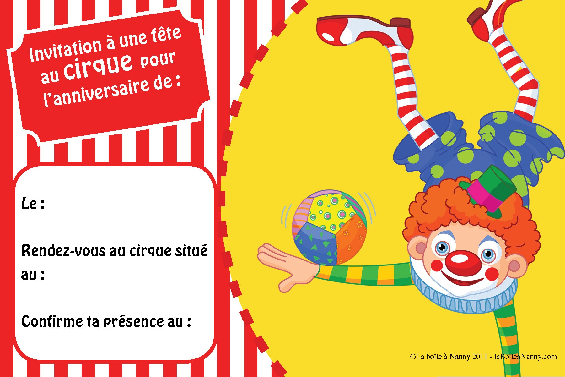 Invitation Anniversaire Theme Cirque La Boite A Nanny