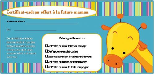 Certificats-cadeaux à la future maman