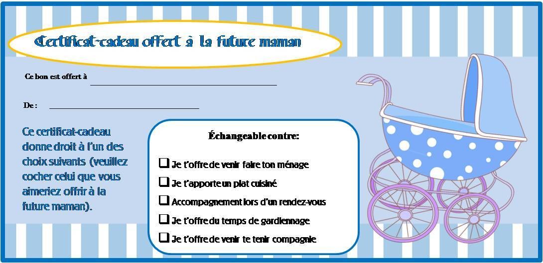 Certificats-cadeaux pour shower de bébé: La boîte à Nanny