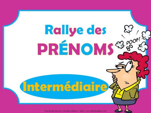 Le rallye des prénoms - intermédiaire