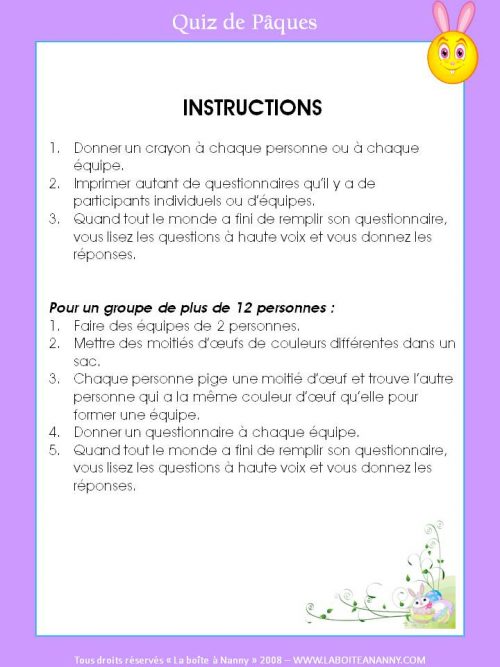 Quiz des traditions de Pâques