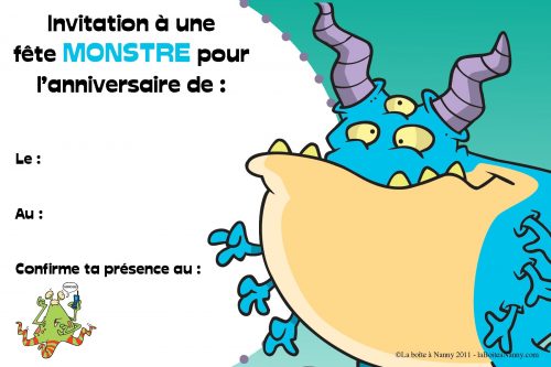 Invitation anniversaire de monstres