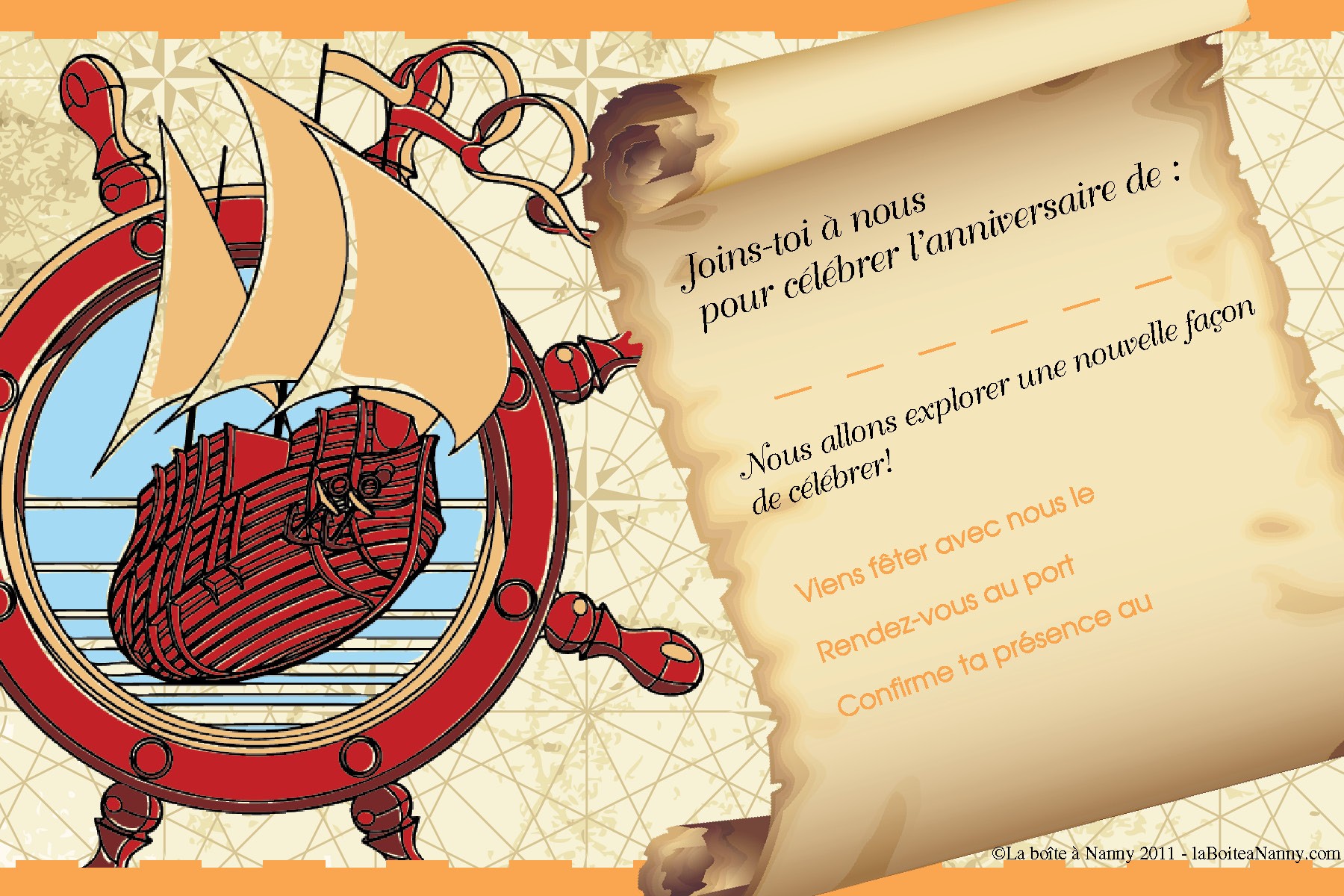 Invitation Anniversaire Theme Explorateurs Pirates Aventure La Boite A Nanny