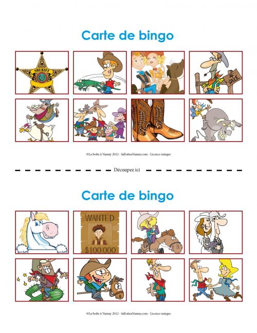 Bingo des cow-boy